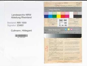 Entnazifizierung Hildegard Cullmann, geb. 31.05.1907 (Angest.)