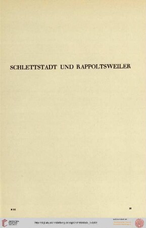 Schlettstadt und Rappoltsweiler