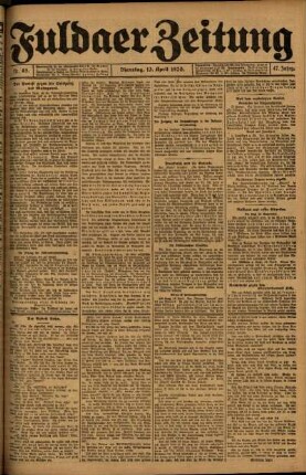 Ausgabe vom Dienstag, den 13. April 1920.