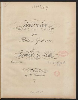 Serenade pour Flûte et Guitarre : Oeuvre 128.