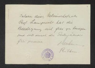 [Passierschein für Karl Lamprecht]