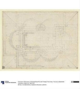 Deckenentwurf für den Palazzo Falconieri, Frascati, detaillierter Grundriss
