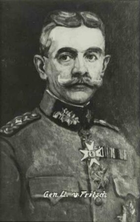 Albert von Fritsch, Generalleutnant, Kommandeur der 26. Res. Division in Uniform mit Orden, Brustbild in Halbprofil