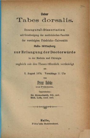 Ueber Tabes dorsalis