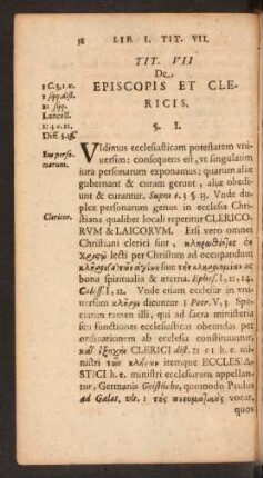 Tit. VII De Episcopis Et Clericis.