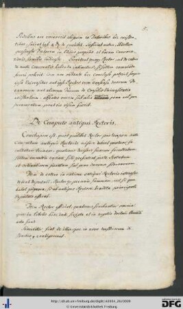 [S. 5] De computo antiqui rectoris