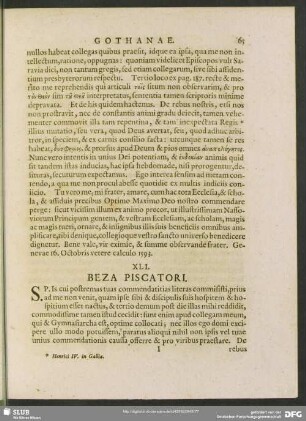 XLI. Beza. Piscatori