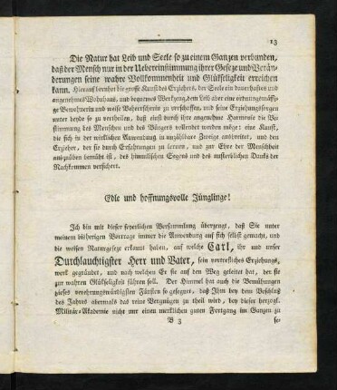 13-16, Edle und hoffnungsvolle Jünglinge!