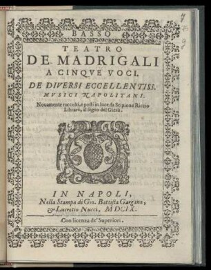 Teatro de madrigali a cinque voci. Basso