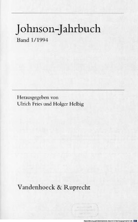 Johnson-Jahrbuch. 1. 1994