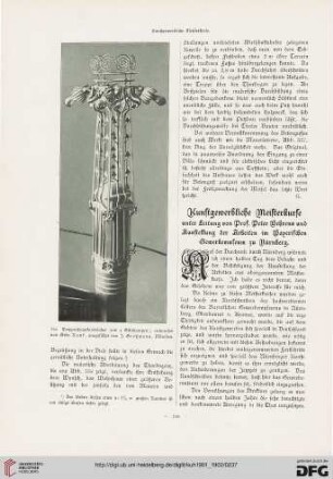 Kunstgewerbliche Meisterkurse: unter Leitung von Prof. Peter Behrens und Ausstellung der Arbeiten im Bayerischen Gewerbemuseum zu Nürnberg