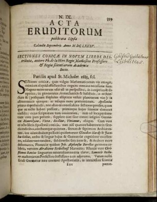 N. IX. [...] Calendis Septembris Anno M DC LXXXV.