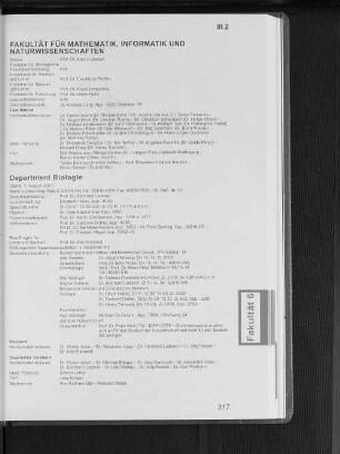 Fakultät für Mathematik, Informatik und Naturwissenschaften