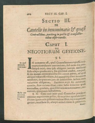 Caput I. De Negotiorum Gestione.