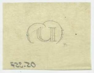 Kalligrafiestudie : Buchstabe U von zwei Bögen umfangen