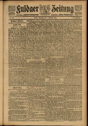 Erste Ausgabe vom Samstag, den 02. Dezember 1905.