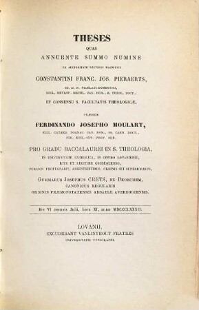 Theses. 1881/82, Fac. Theol.