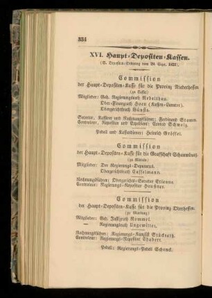 XVI. Haupt=Depositen=Kassen.