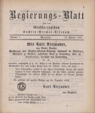 Nr. 1 : 15. Februar 1869