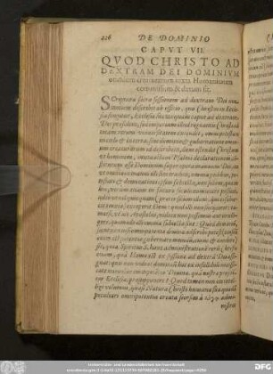 Caput VII. Quod Christo Ad Dextram Dei Dominium omnium creaturarum iuxta Humanitatem commissum & datum sit.