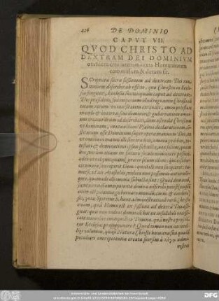 Caput VII. Quod Christo Ad Dextram Dei Dominium omnium creaturarum iuxta Humanitatem commissum & datum sit.