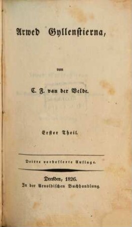 Schriften, 13. Arwed Gyllenstierna ; 1