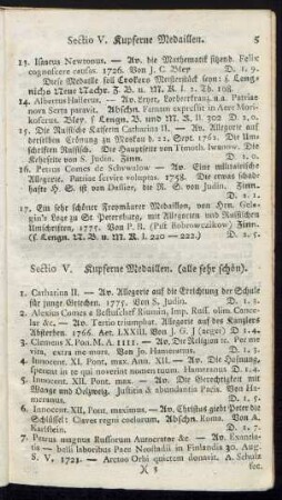 Sectio V. Kupferne Medaillen.