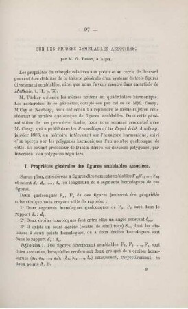 SUR LES FIGURES SEMBLABLES ASSOCIÉES.