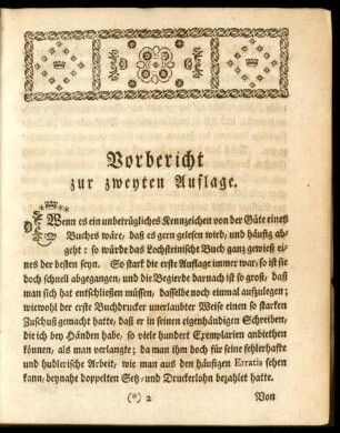 Vorbericht zur zweyten Auflage