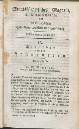 Sechsten Bandes zweites Heft.