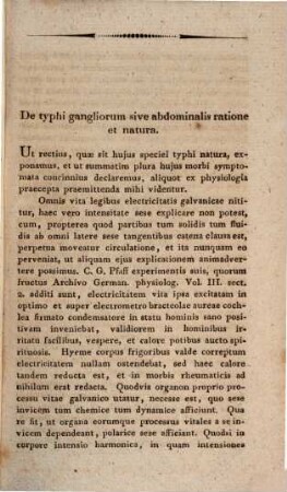 Dissertatio inauguralis medica de typho gangliorum