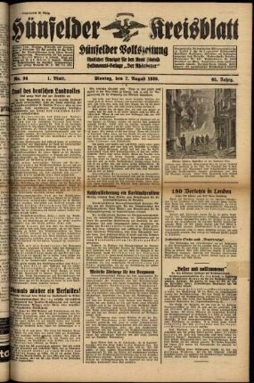 Erste Ausgabe vom Montag, den 07. August 1939.
