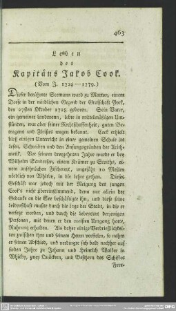 Leben des Kapitäns Jakob Cook. (Vom J. 1728-1779.)