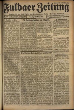 Erste Ausgabe vom Sonntag, den 30. Oktober 1927.