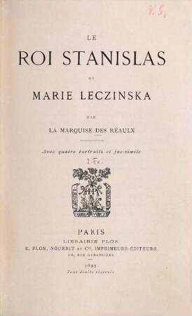 Le roi Stanislas et Marie Leszinska