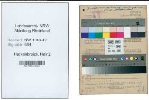 Entnazifizierung Heinz Hackenbroich , geb. 30.10.1900 (Bote)
