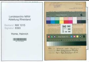 Entnazifizierung Heinrich Home , geb. 23.12.1892 (Monteur)