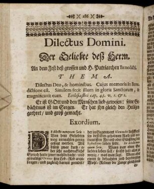 [Discursus XIX.] Dilectus Domini. Der Geliebte deß Herrn