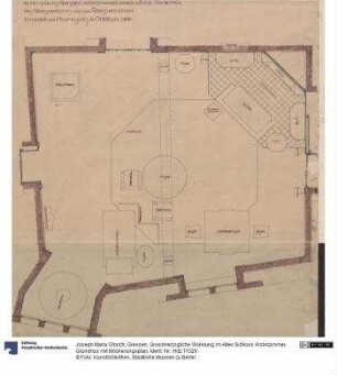 Giessen, Grossherzogliche Wohnung im Alten Schloss Wohnzimmer, Grundriss mit Möblierungsplan