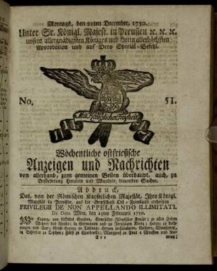 No. 51. Montags, den 21ten December. 1750.