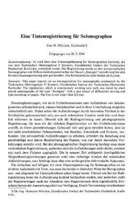 Eine Tintenregistrierung für Seismographen