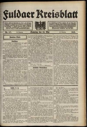 Zweite Ausgabe vom Samstag, den 24. Mai 1913.