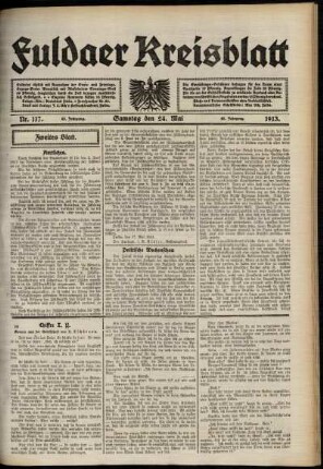 Zweite Ausgabe vom Samstag, den 24. Mai 1913.