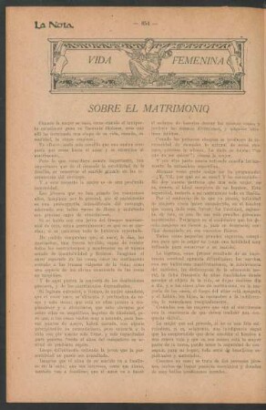 Vida femenina : Sobre el matrimonio