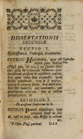 Physica Experimentalis Et Rationalis. 2,2, Partis II, Seu Physicae Particularis Volumen II. In Quo Demum Universa Philosophia Concluditur