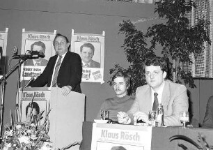 Freiburg im Breisgau: Bundesaußenminister Hans-Dietrich Genscher bei einer Wahlveranstaltung der FDP im Novotel