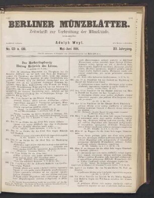 No. 129 u. 130. Mai-Juni 1891