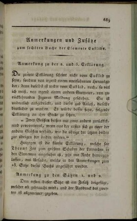 Anmerkungen und Zusätze zum sechsten Buche der Elemente Euklids.