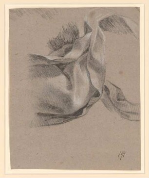 Vouet, Simon: Zeichnungen II, Blatt 191: Studie einer Draperie über einem Knie - BSB Cod.icon. 397 b(191