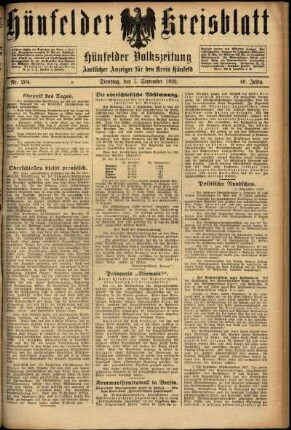 Ausgabe vom Dienstag, den 05. September 1922.